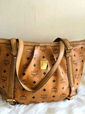 MCM Cognac Visetos Monogram Shoulder Bag - Callout Zipper